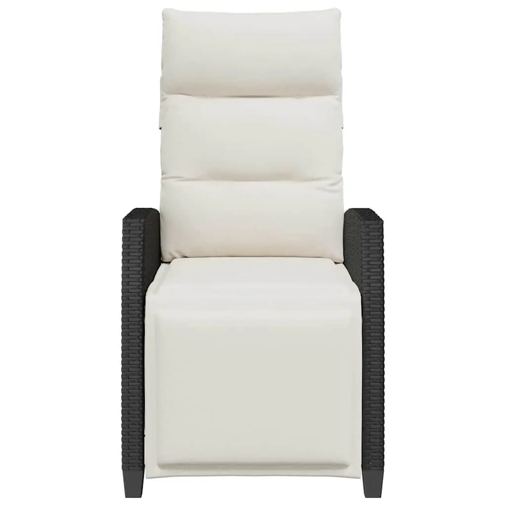 Reclining Garden Chair Adjustable Backrest Footrest Side Table Black