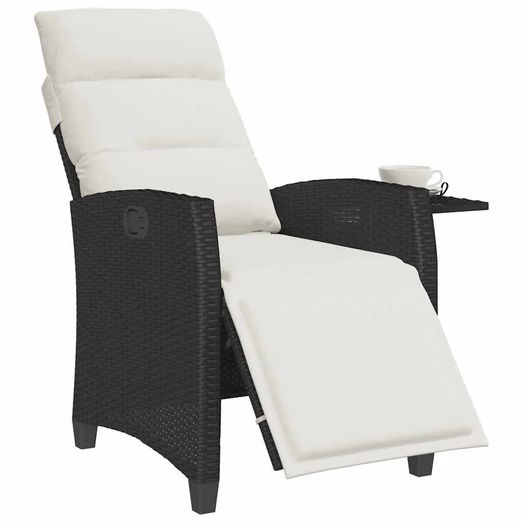 Reclining Garden Chair Adjustable Backrest Footrest Side Table Black