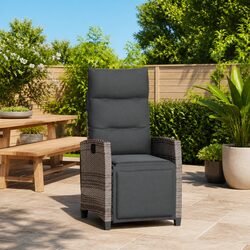 Comfortable Grey Reclining Garden Chair with Table