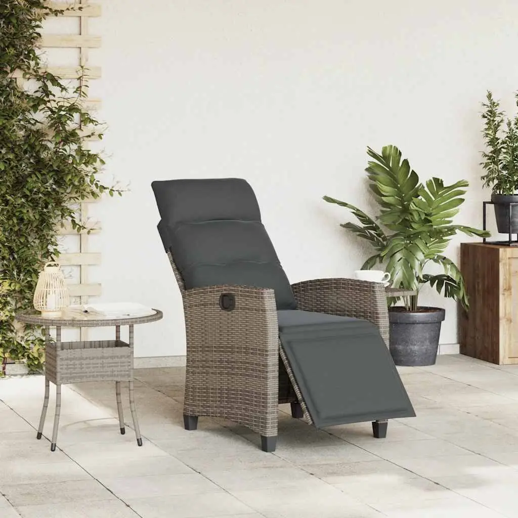 Grey Reclining Garden Chair with Table