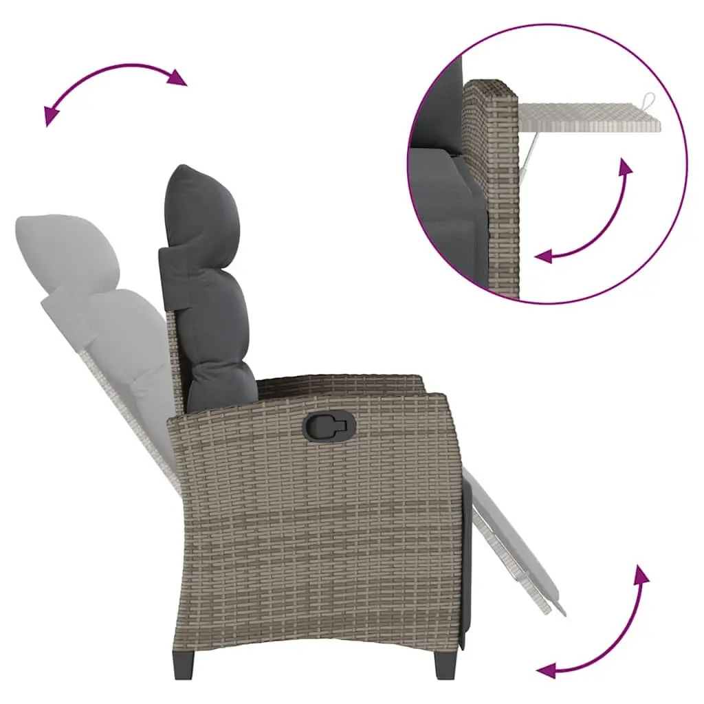 Grey Reclining Garden Chair with Table