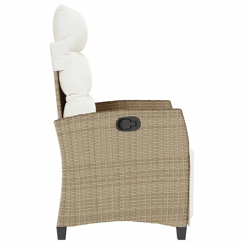 Reclining Garden Chair Adjustable Beige with Side Table Poly Rattan