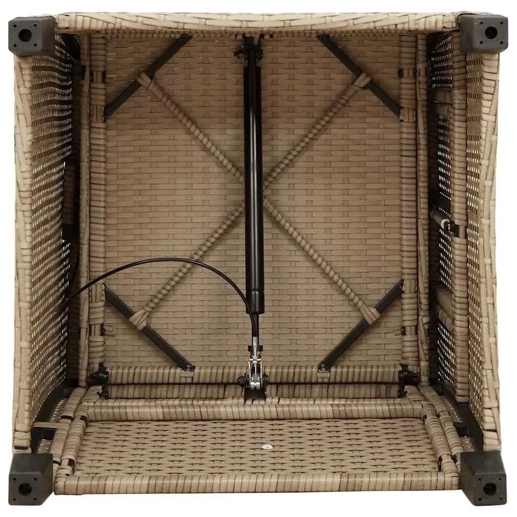 Reclining Garden Chair Adjustable Beige with Side Table Poly Rattan