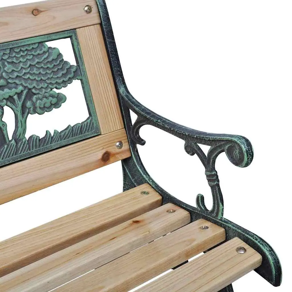 Children Garden Bench Outdoor Seating 84 cm Brown Wood Patterned Frame