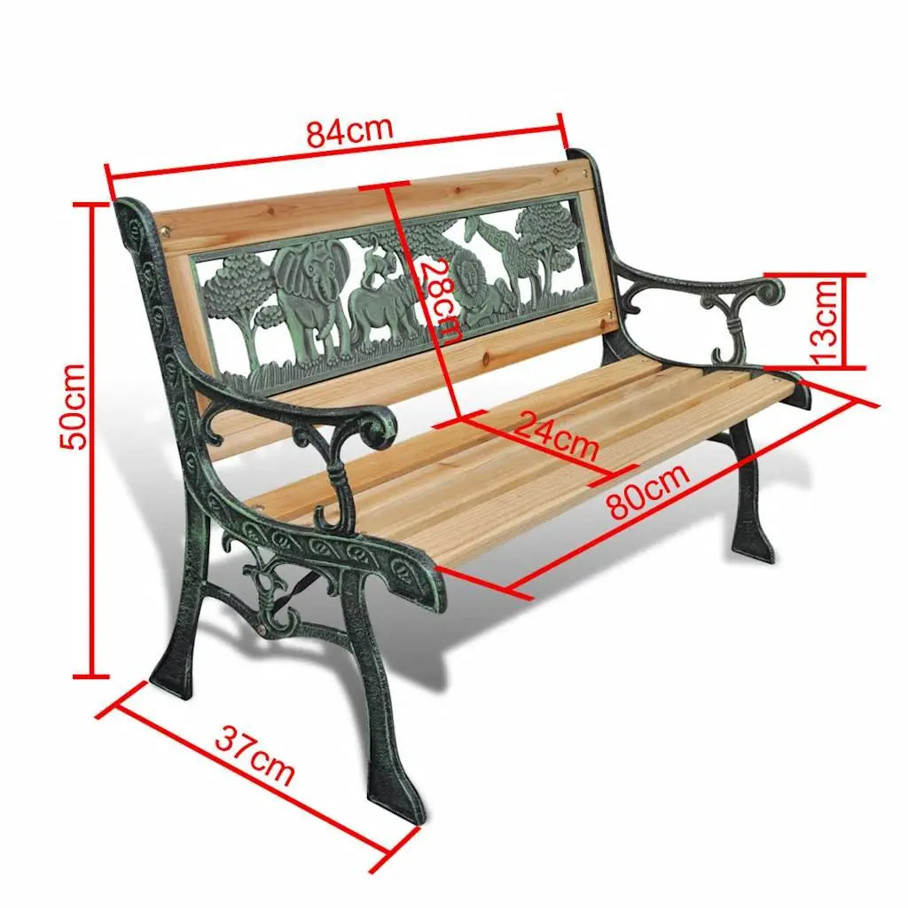 Children Garden Bench Outdoor Seating 84 cm Brown Wood Patterned Frame