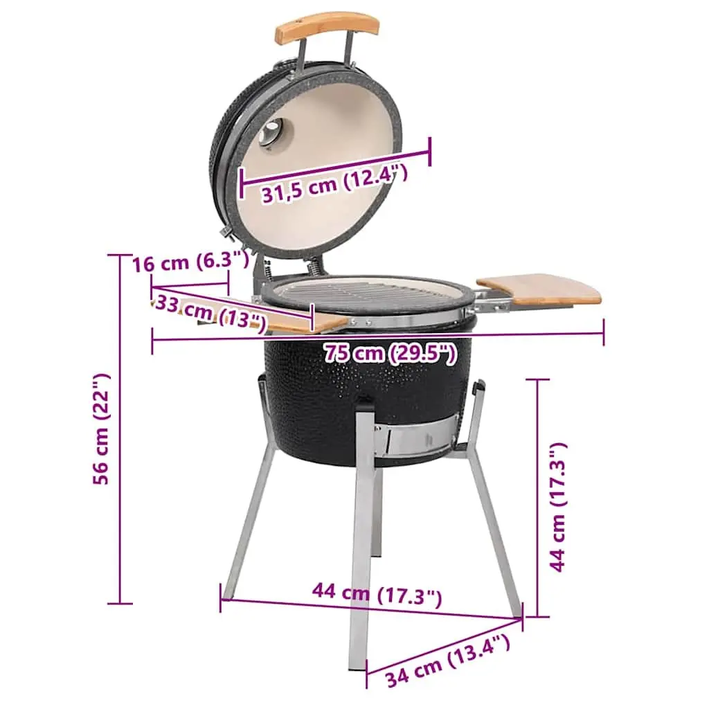 Kamado Grill Smoker Outdoor Cooking 33cm Black