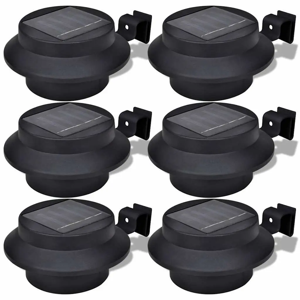 Solar Fence Light Set LED Outdoor Lighting 6 Piece Black
