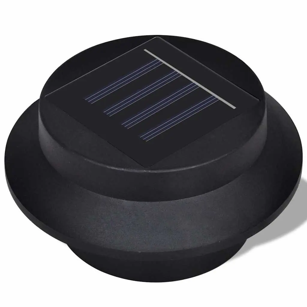 Solar Fence Light Set LED Outdoor Lighting 6 Piece Black