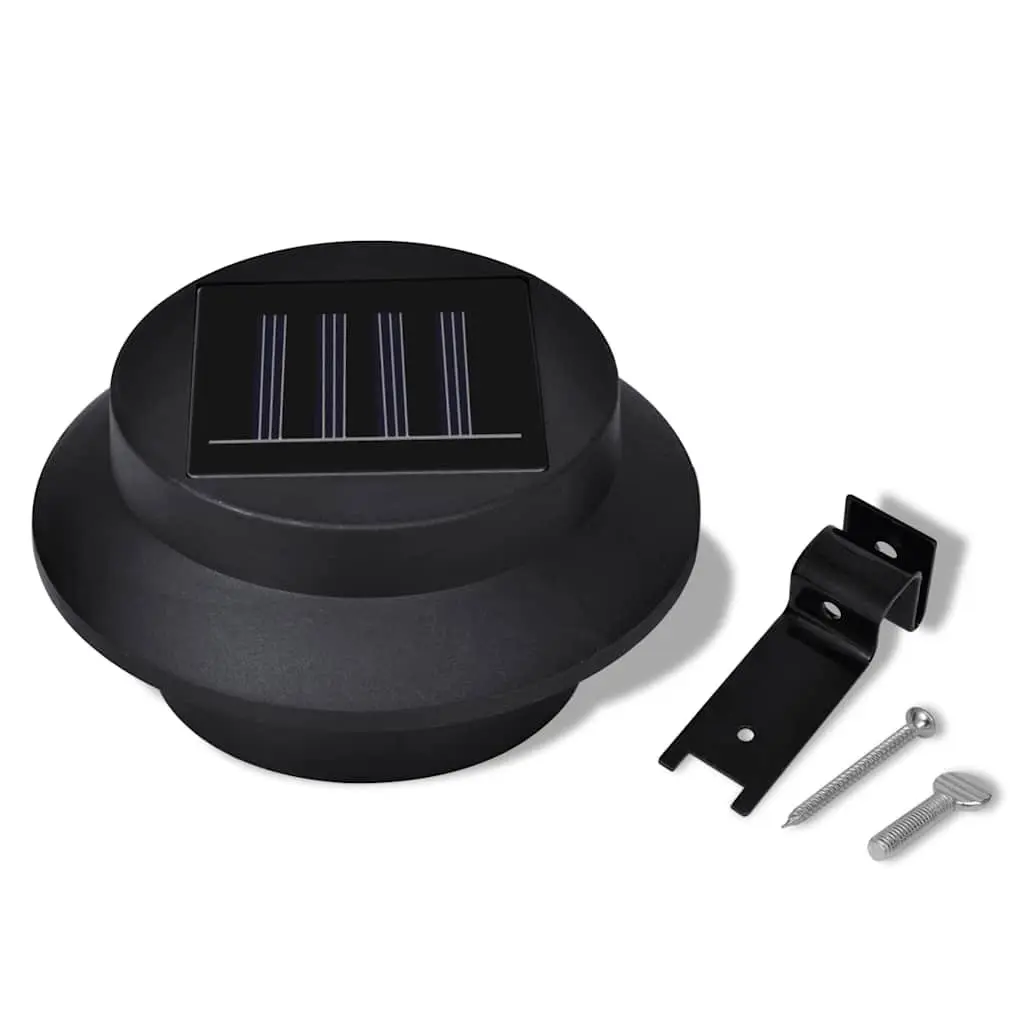 Solar Fence Light Set LED Outdoor Lighting 6 Piece Black