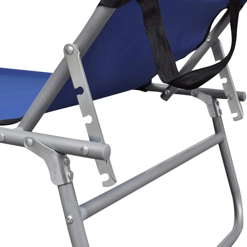 Folding Sun Lounger with Adjustable Canopy Blue