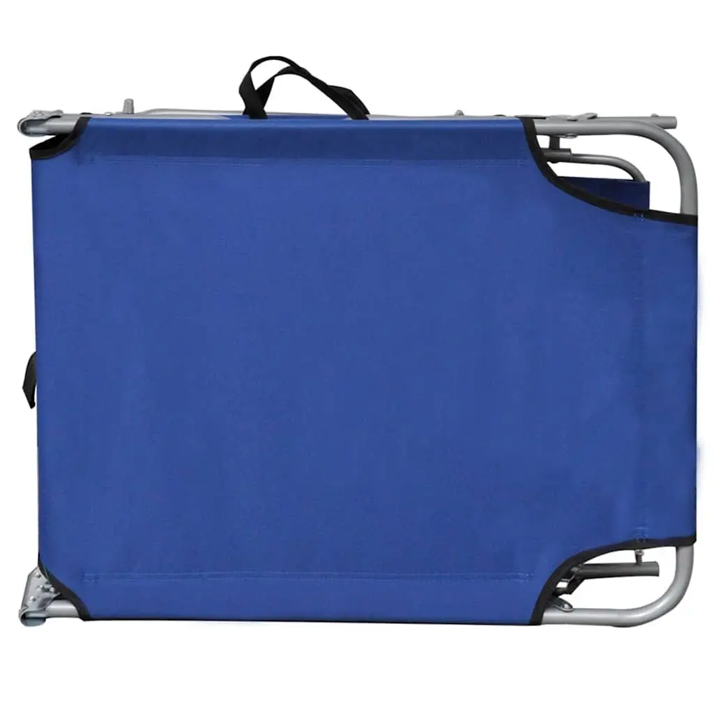 Folding Sun Lounger with Adjustable Canopy Blue