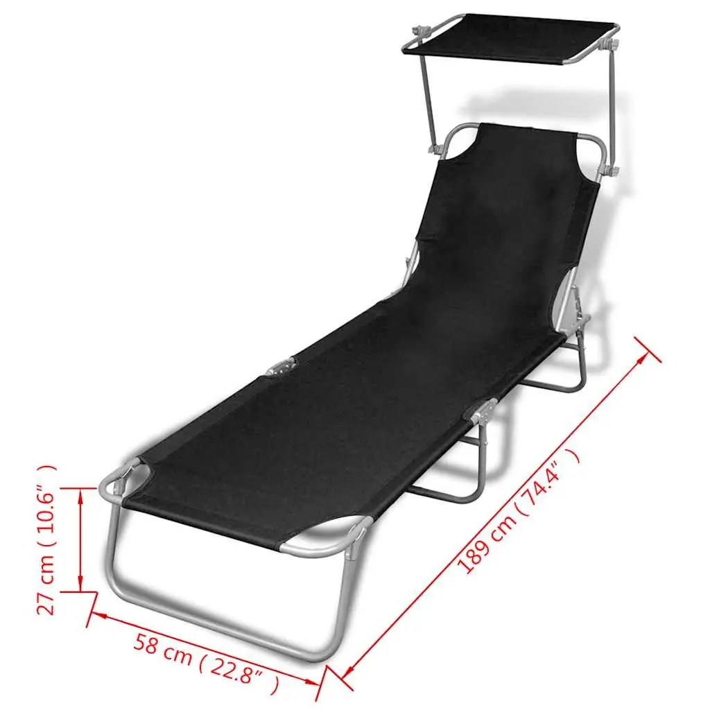 Sun Lounger with Folding Canopy