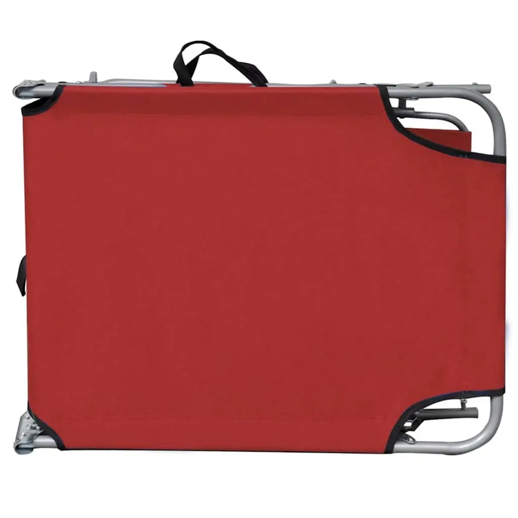 Folding Sun Lounger Adjustable Backrest Outdoor Reclining Sunbed Red