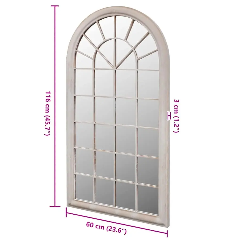 Garden Mirror Rustic Arch Indoor Outdoor 60x116 cm White Reflection Decoration