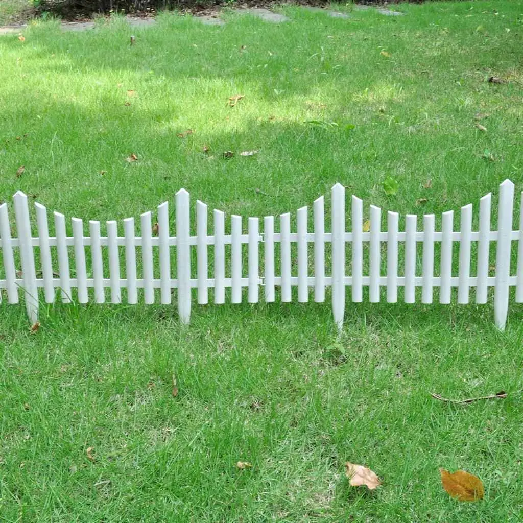 Lawn Divider Border Edging Decorative Fence 10m White 17 Pieces