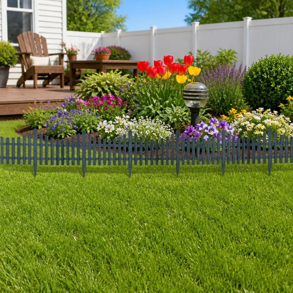Garden Lawn Edging Dividers 17 Piece Set 10m Green Border Barriers