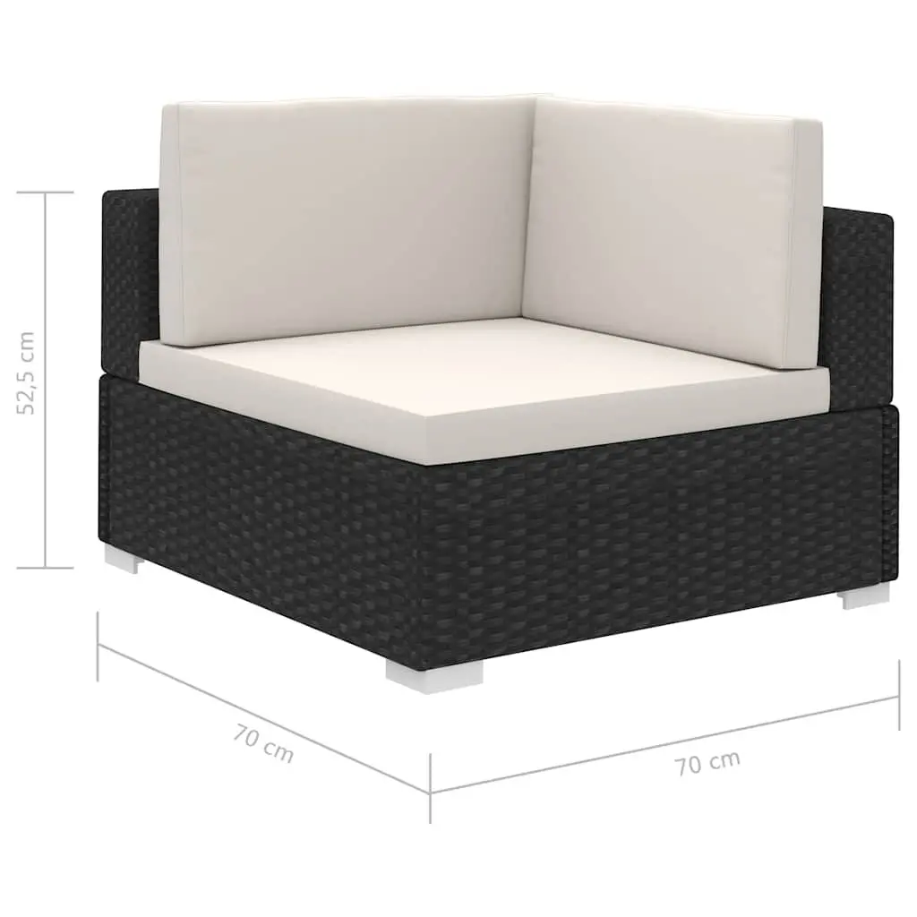 Outdoor Lounge Set 8 Piece Modular Garden Furniture Black Rattan Seating