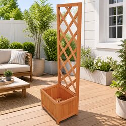 Reliable Brown Wood Trellis Planter 40x30x135cm for Year-Round Use