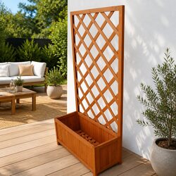 Wooden Trellis Planter Box Large Flower Garden Outdoor 70x30x135cm Brown