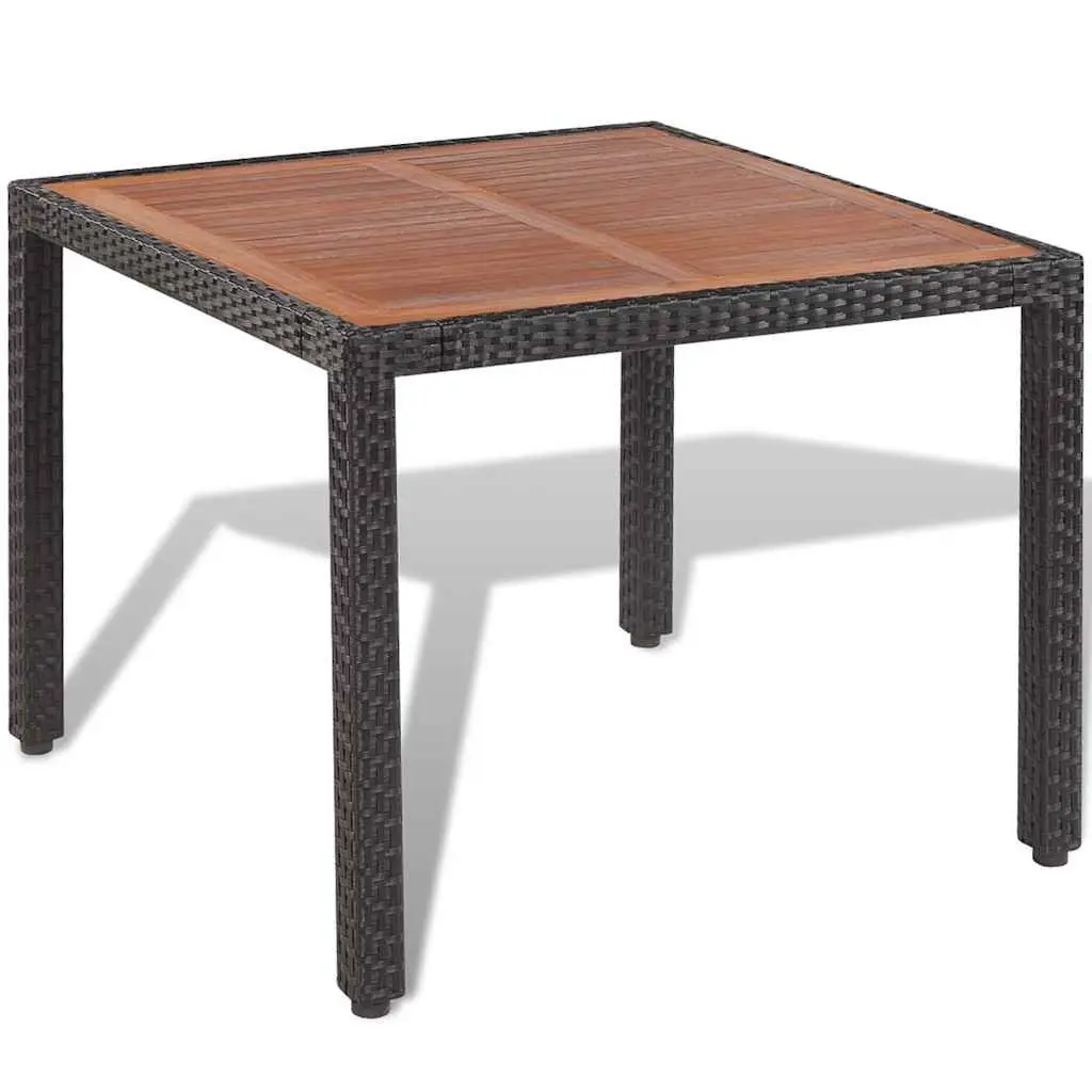 Outdoor Dining Set 5 Piece Table 4 Chairs Cushions Black