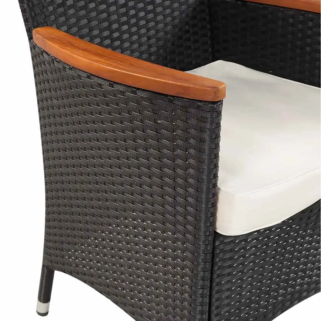 Outdoor Dining Set 5 Piece Table 4 Chairs Cushions Black
