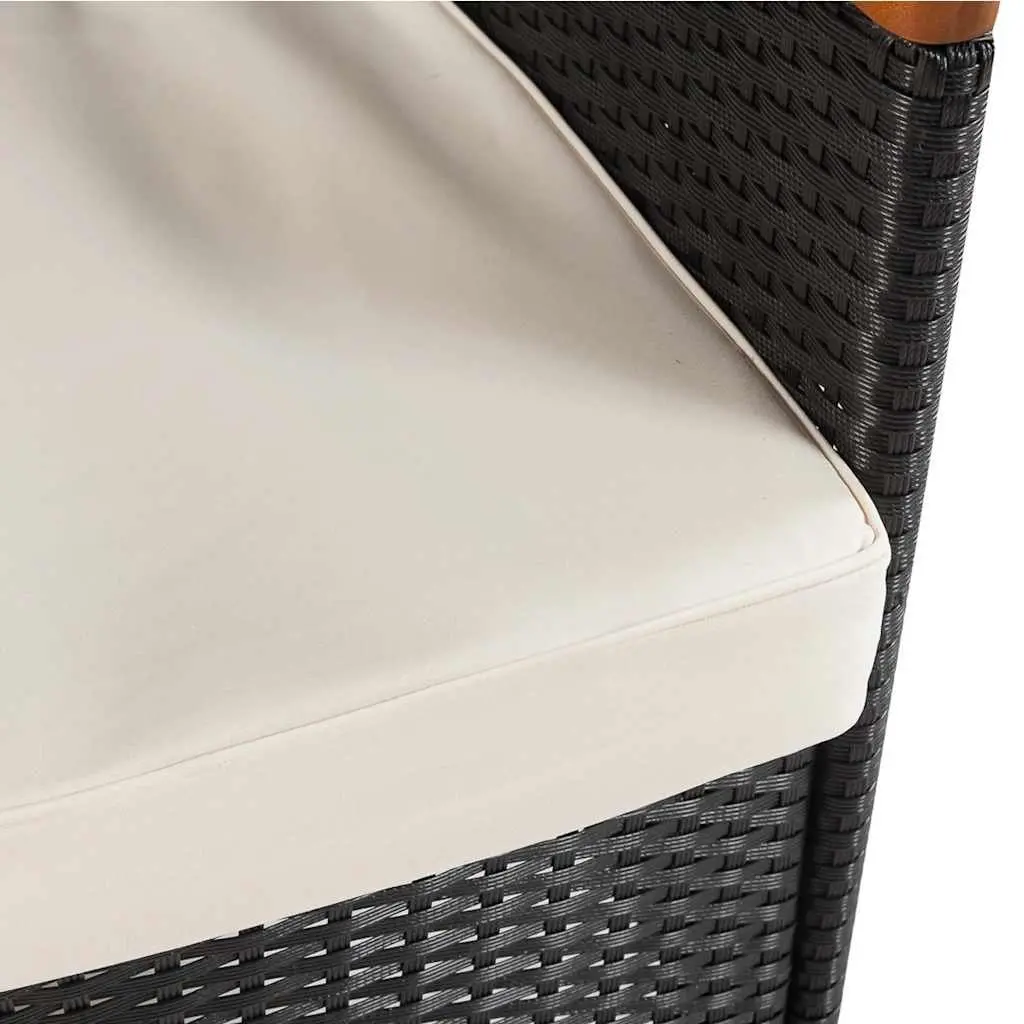 Outdoor Dining Set 5 Piece Table 4 Chairs Cushions Black