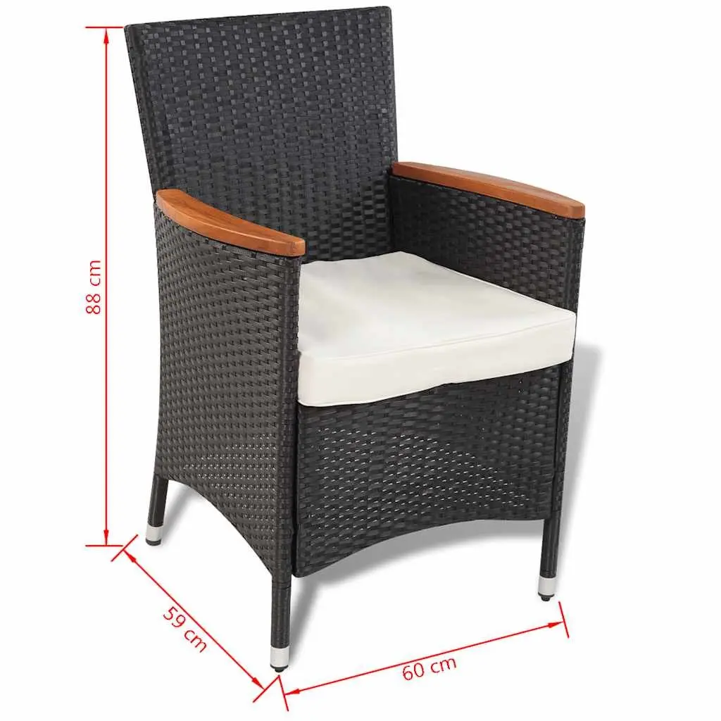 Outdoor Dining Set 5 Piece Table 4 Chairs Cushions Black