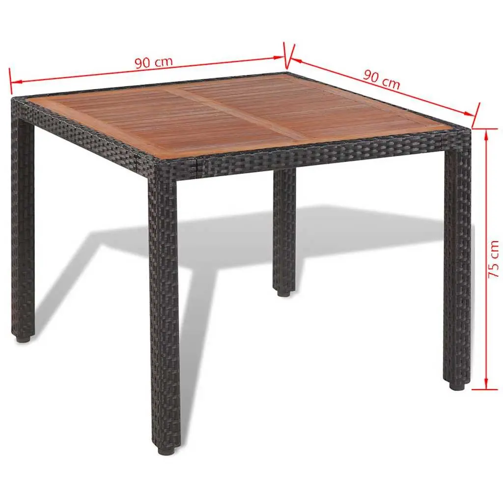 Outdoor Dining Set 5 Piece Table 4 Chairs Cushions Black