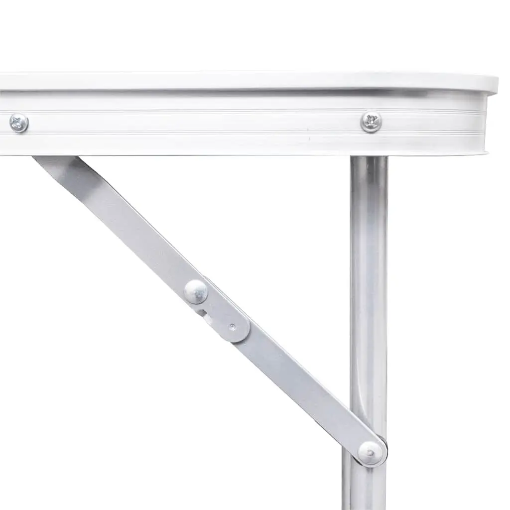Foldable Camping Table Outdoor Use 80 x 60 cm White Metal Frame