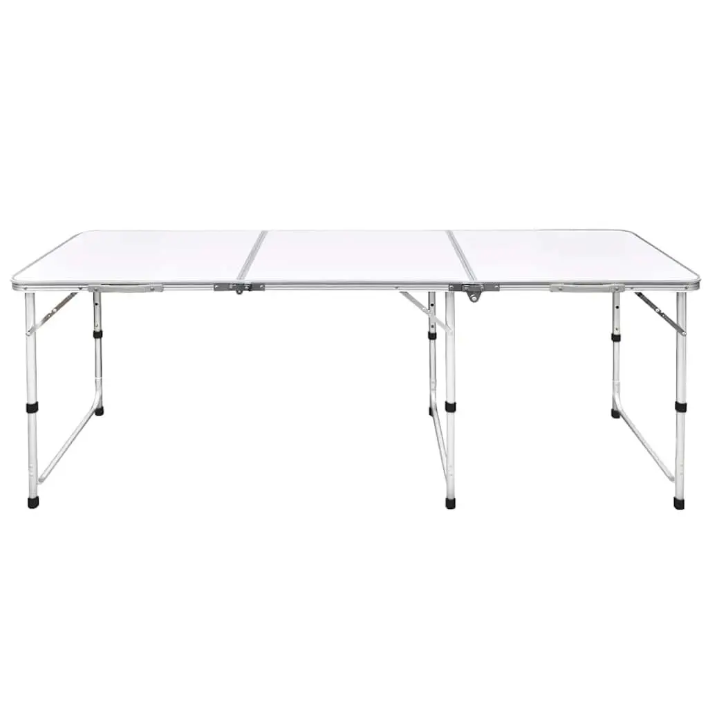 Foldable Camping Table Height Adjustable 180 x 60 cm White