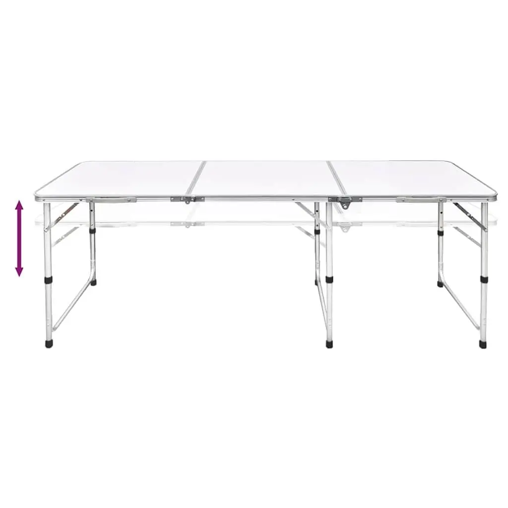 Foldable Camping Table Height Adjustable 180 x 60 cm White