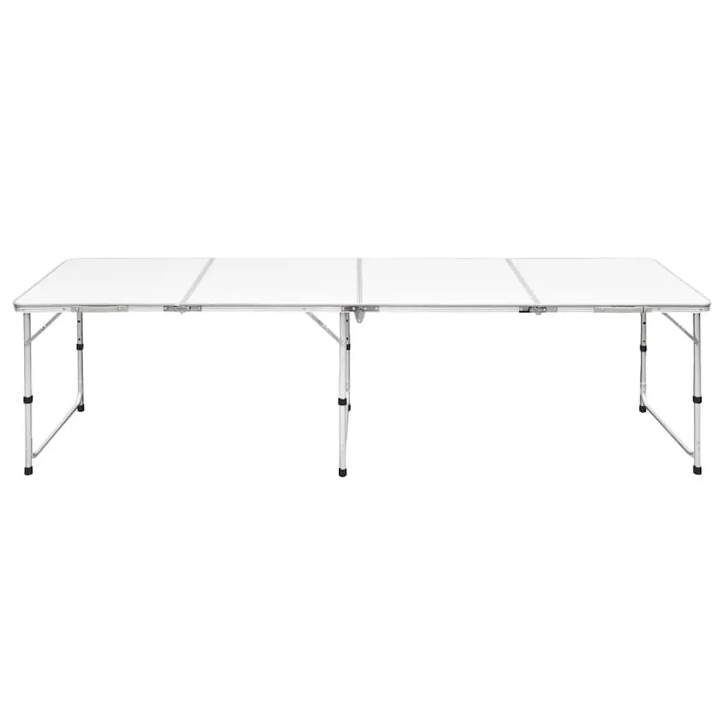 Foldable Camping Table Adjustable Height 240 x 60 cm White