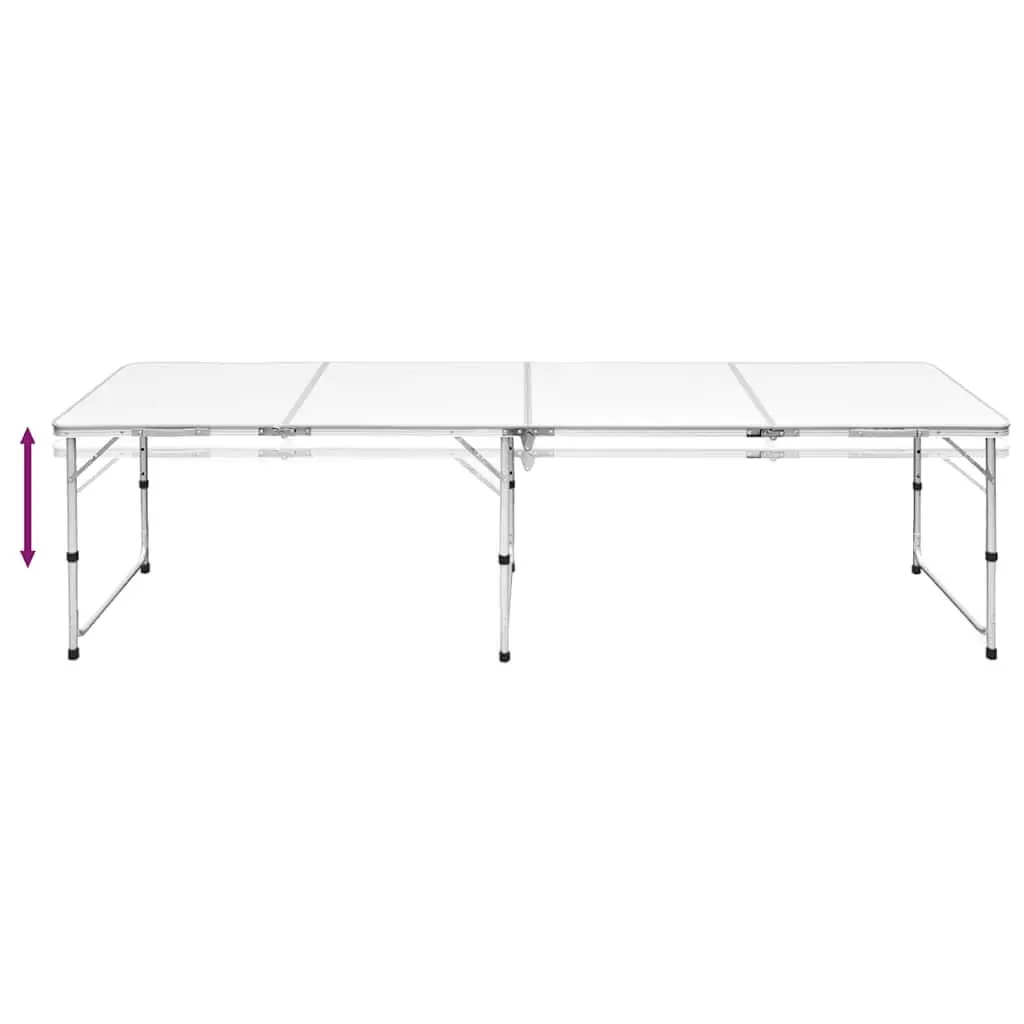 Foldable Camping Table Adjustable Height 240 x 60 cm White