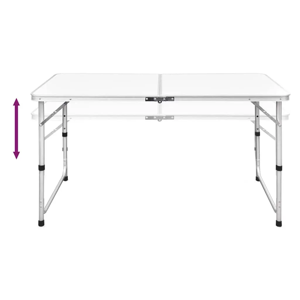 Foldable Camping Table Set Height Adjustable Portable Outdoor Picnic 1 Table 4 Stools White