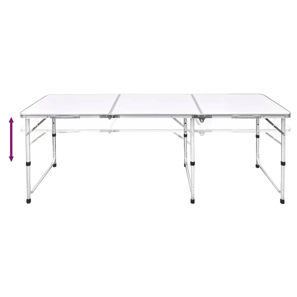 Foldable Camping Table Set Height Adjustable Outdoor Picnic Garden 1 Table 6 Stools White