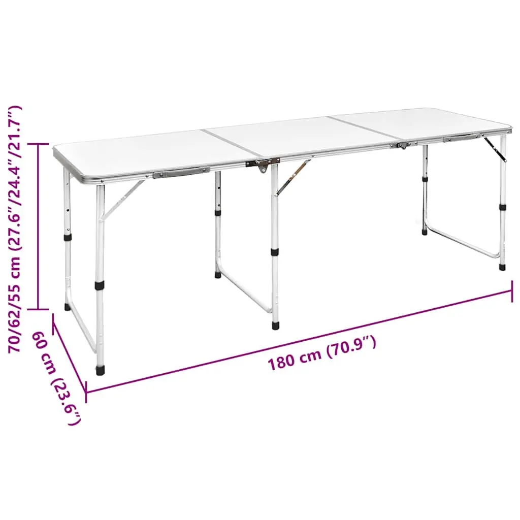 Foldable Camping Table Set Height Adjustable Outdoor Picnic Garden 1 Table 6 Stools White