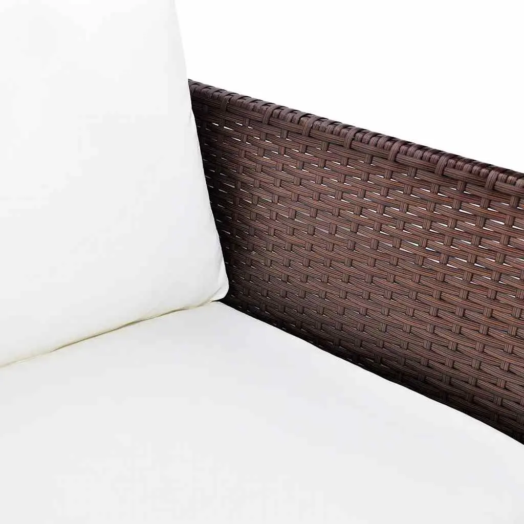 3 Piece Outdoor Lounge Set Garden Patio Furniture Cushions Brown