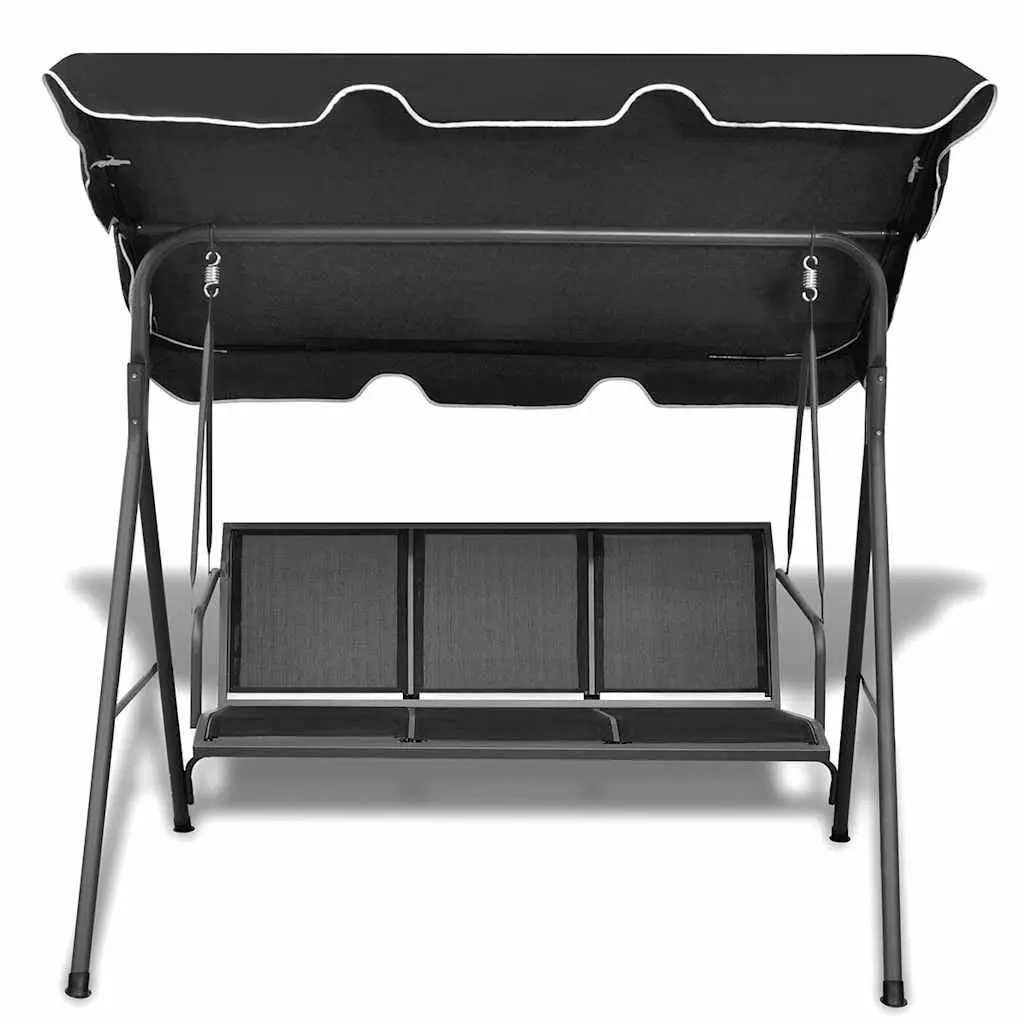Garden Swing Bench with Canopy Outdoor Three Seater Black