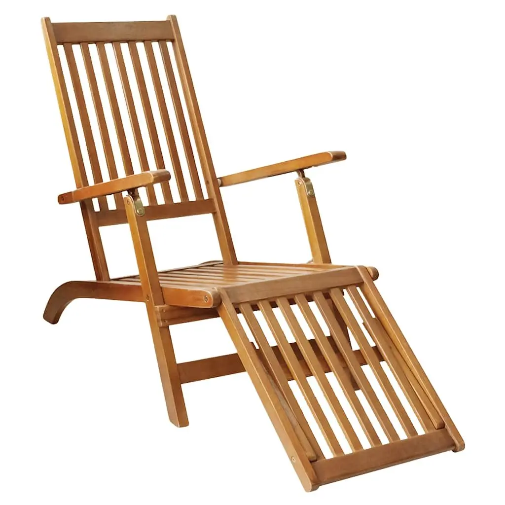 Acacia Wood Lounge Chair with Footrest