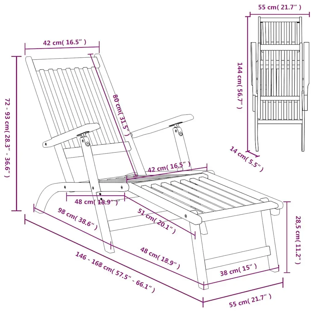 Acacia Wood Lounge Chair with Footrest