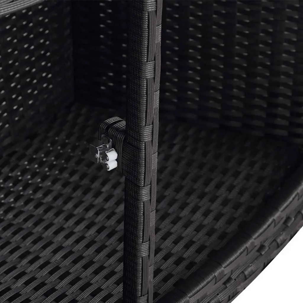 Poly Rattan Hot Tub Surround Black Spa Cabinet Round Inflatable Spa Storage 203 cm