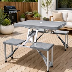 Reliable Camping Table Set with 4 Stools - Great Value