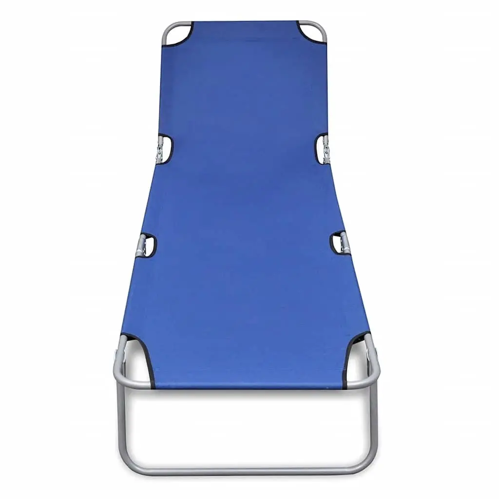 Outdoor Folding Lounge Chair Adjustable Backrest for Sunbathing Compact Blue