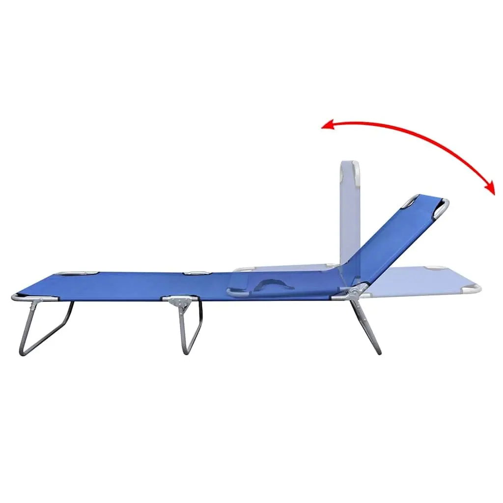 Outdoor Folding Lounge Chair Adjustable Backrest for Sunbathing Compact Blue