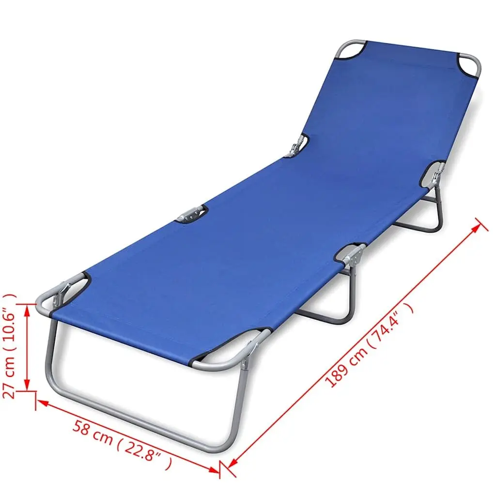 Outdoor Folding Lounge Chair Adjustable Backrest for Sunbathing Compact Blue