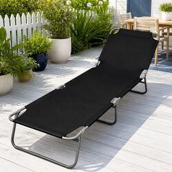 Comfortable Folding Sun Lounger in Black for Outdoor Fun