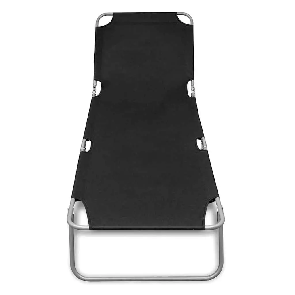 Folding Reclining Chair Outdoor Adjustable Backrest Sun Lounger Black