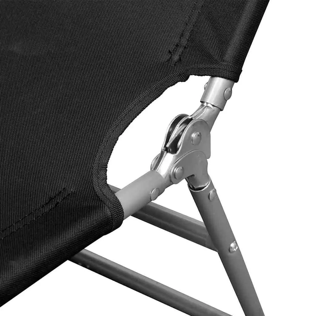 Folding Reclining Chair Outdoor Adjustable Backrest Sun Lounger Black