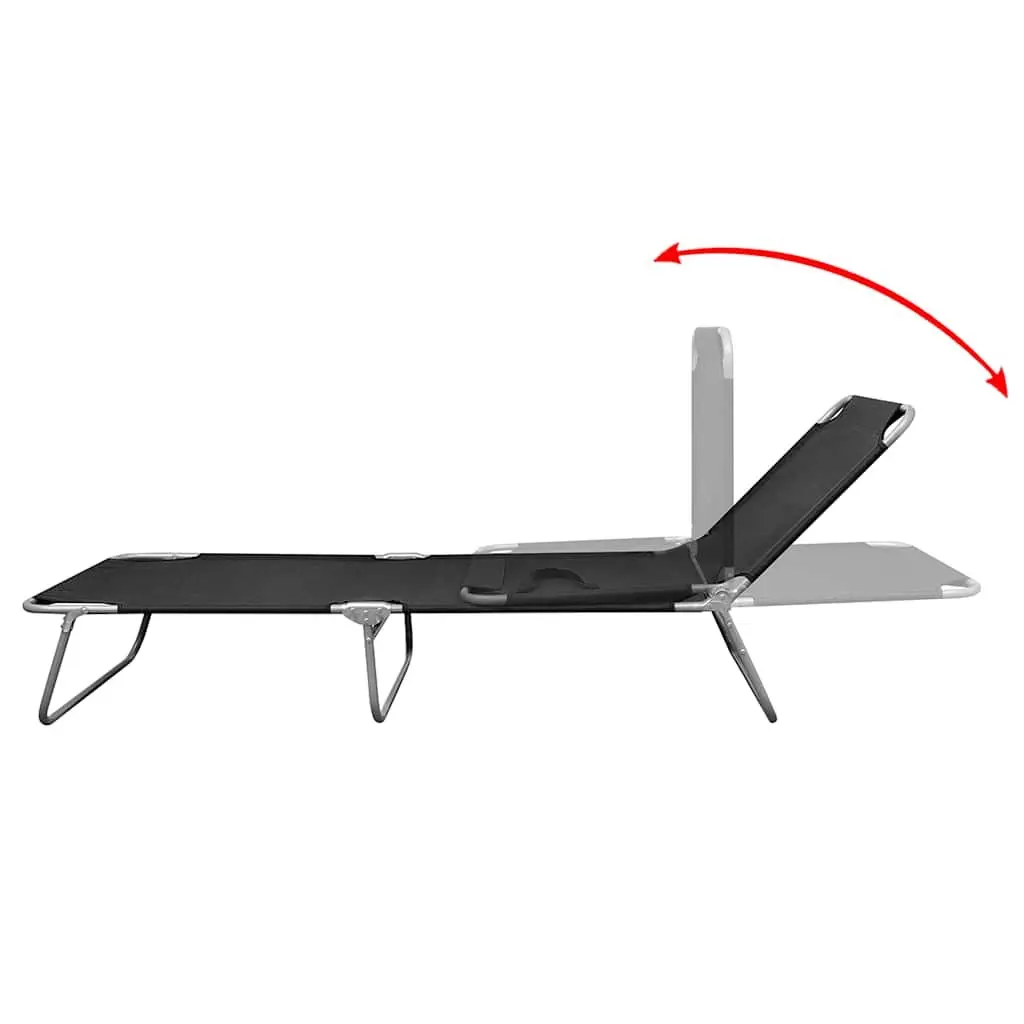 Folding Reclining Chair Outdoor Adjustable Backrest Sun Lounger Black
