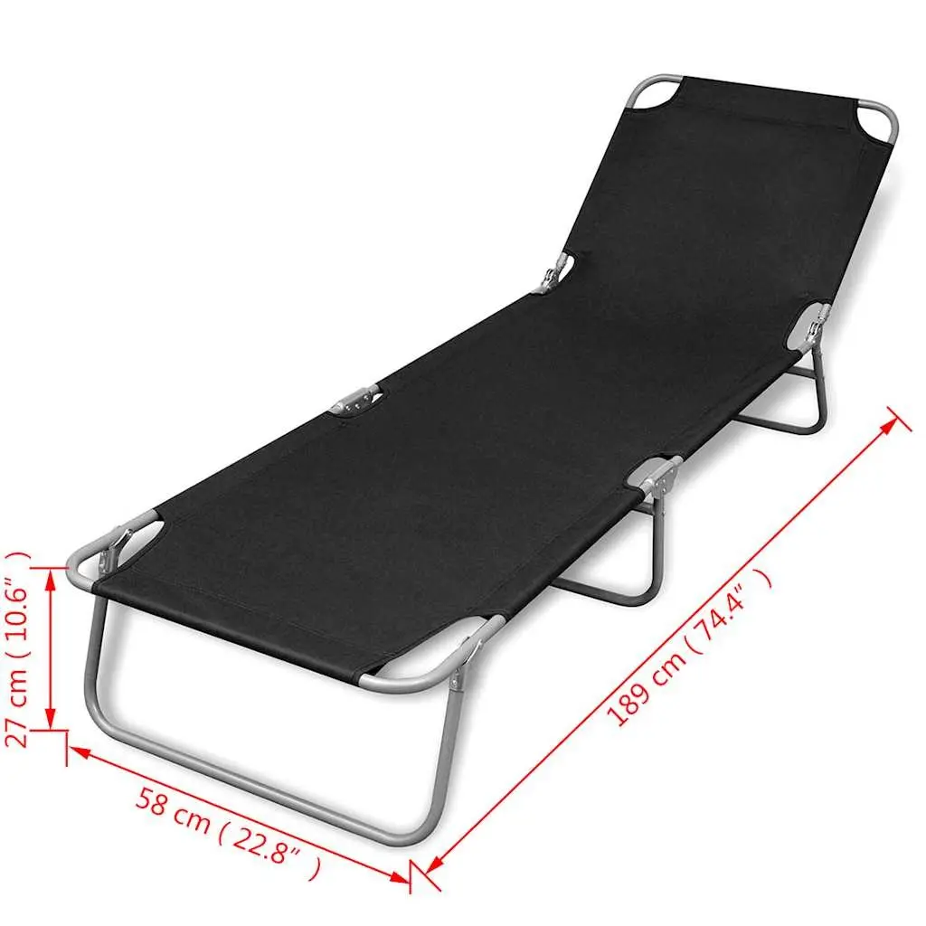 Folding Reclining Chair Outdoor Adjustable Backrest Sun Lounger Black